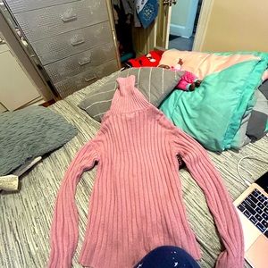blush pink turtle neck knitted sweater